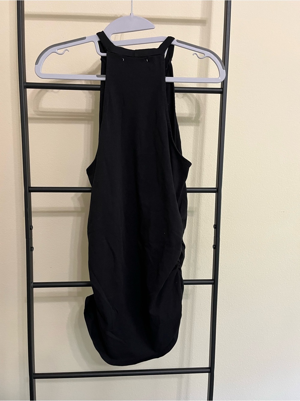 LA Made Black Ruched Mini Dress Medium NWOT Cotton Spandex Tank Dress - Picture 5 of 5